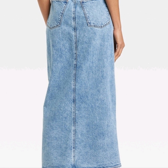 Pre-loved universal thread womens maxi fringe bottom front split demin skirt - Picture 2 of 9